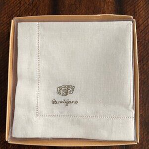 Williams Sonoma White Embroidered Linen Cocktail Napkins Set of 6 NIB